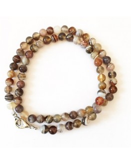 Collier en perles d'agate Botswana 4mm