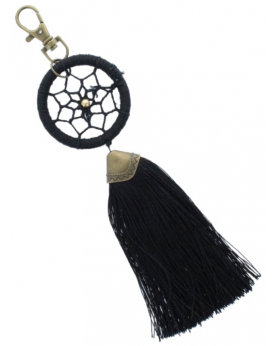 Porte Clés Dreamcatcher Pompon Noir