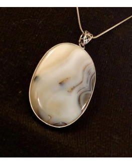 Pendentif argent en agate naturelle Pendentif argent en agate naturelle
