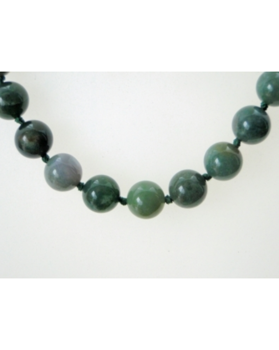 Collier agate mousse boules 12mm Collier agate mousse boules 12mm
