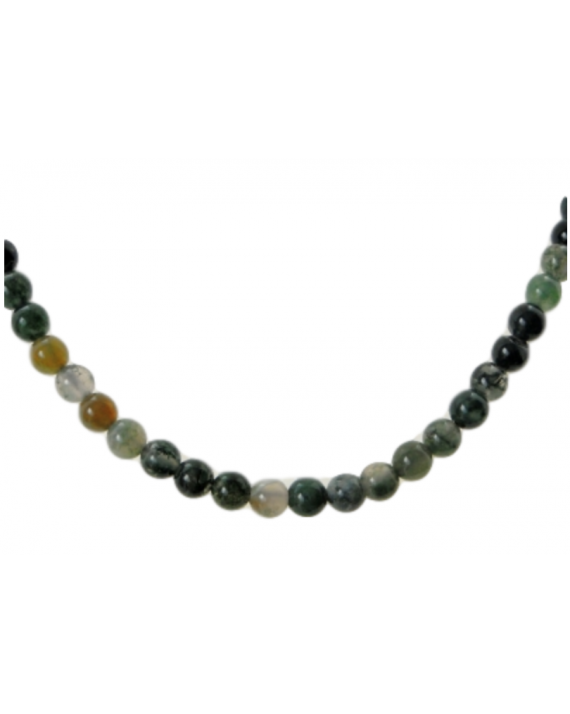 Collier Agate mousse 6mm 46cm Collier Agate mousse 6mm 46cm