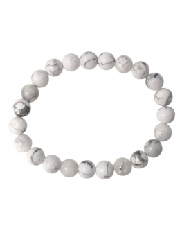 Bracelet Howlite Blanche Perles rondes 8 mm