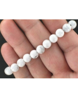 Bracelet Howlite Blanche Perles rondes 8 mm Bracelet Howlite Blanche Perles rondes 8 mm