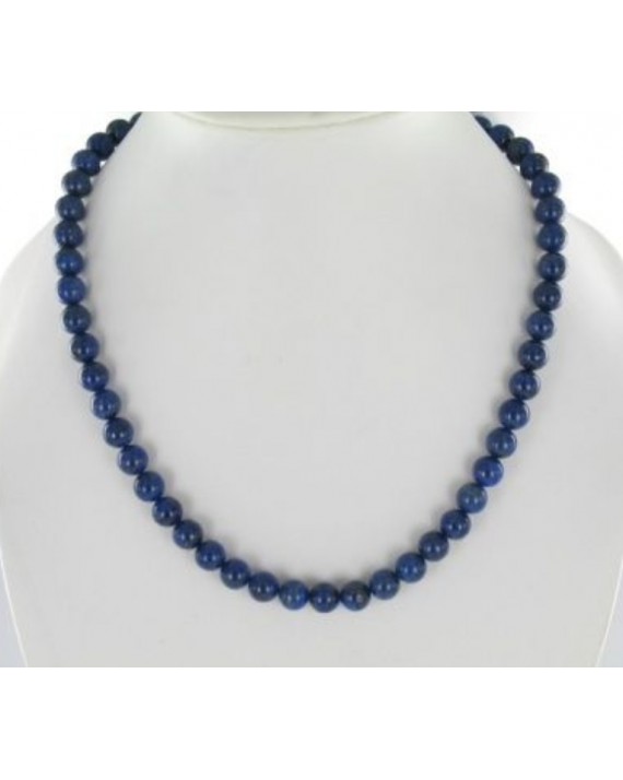 COLLIER perle en lapis lazuli de 10mm , fil nylon transparent , 40