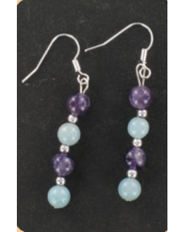 Boucles d'oreilles amazonite améthyste