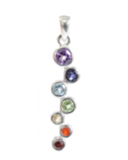 Pendentif Pierres des Chakras Argent 925 Bâton irrégulier