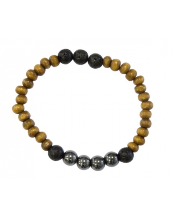 Bracelet Homme bois et hématite