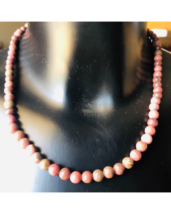 Collier  Rhodonite  Perles 6mm