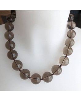 Collier Cristal fumé  Perles 18mm