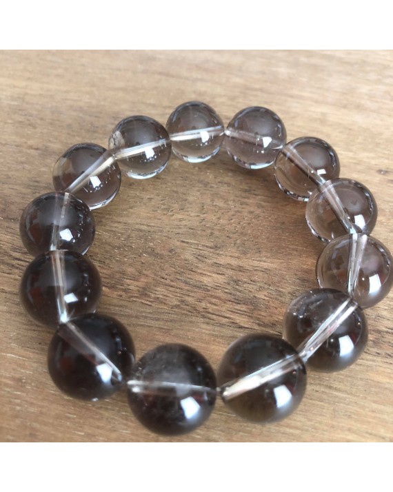 Bracelet cristal fumé perles de 14mm Bracelet cristal fumé perles de 14mm