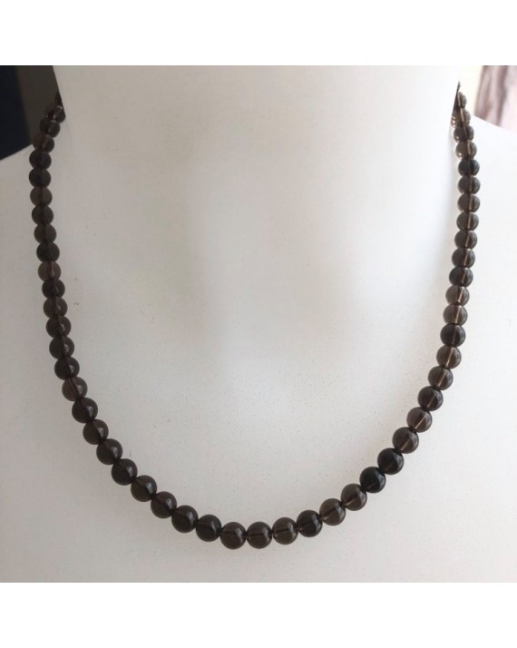 Collier Cristal fumé perles 8mm Collier Cristal fumé perles 8mm