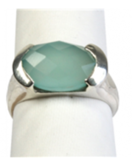 Bague argent Calcédoine bleue facettée Bague argent Calcédoine bleue facettée
