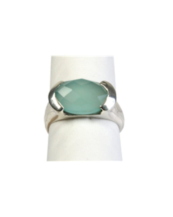 Bague argent Calcédoine bleue facettée Bague argent Calcédoine bleue facettée