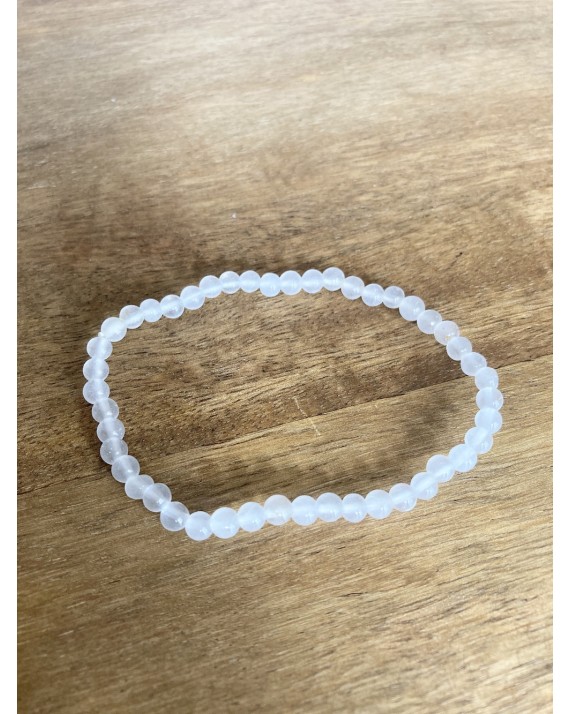 Bracelet Jade blanc Perles 4mm Bracelet Jade blanc Perles 4mm