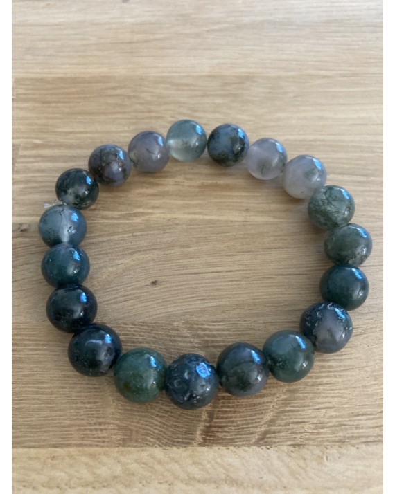 Bracelet agate mousse boules de 8mm Bracelet agate mousse boules de 8mm