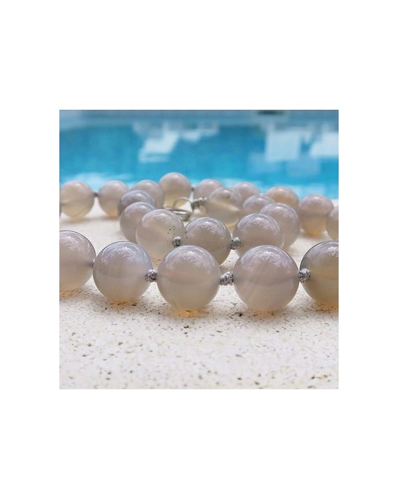 Collier Agate naturelle perles de 12mm