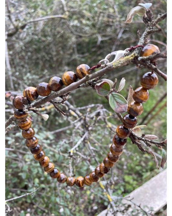 Collier Oeil de Tigre - Facettes 10mm Collier Oeil de Tigre - Facettes 10mm