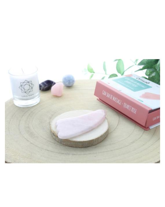 Gua Sha Palme en Quartz Rose