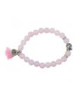 Bracelet Quartz Rose Perles rondes 8 mm Pompon et Lotus