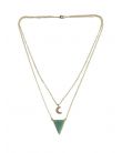 Aventurine Verte - Collier Triangle et Lune Chaîne dorée