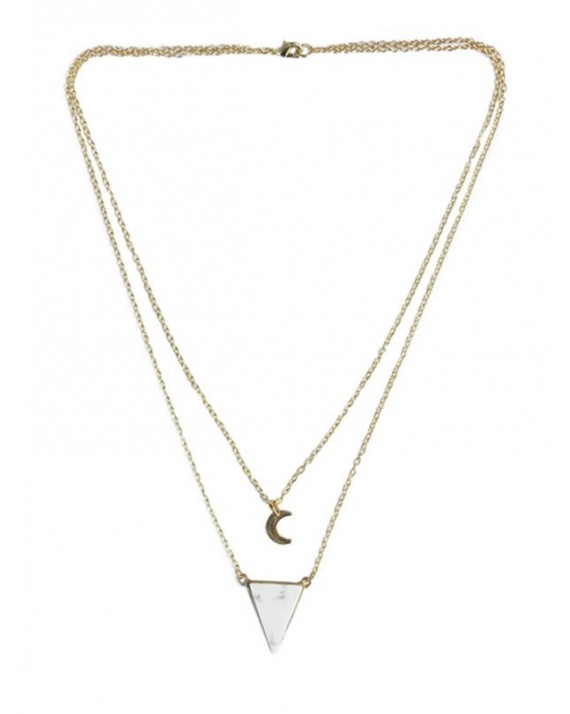 Howlite Collier Triangle et Lune