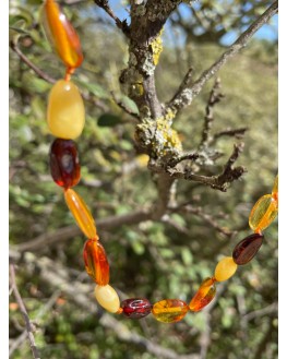 Collier Ambre Perles Allongées