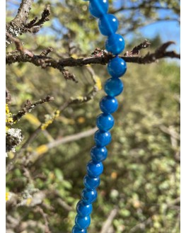 Collier Agate Bleue 6mm