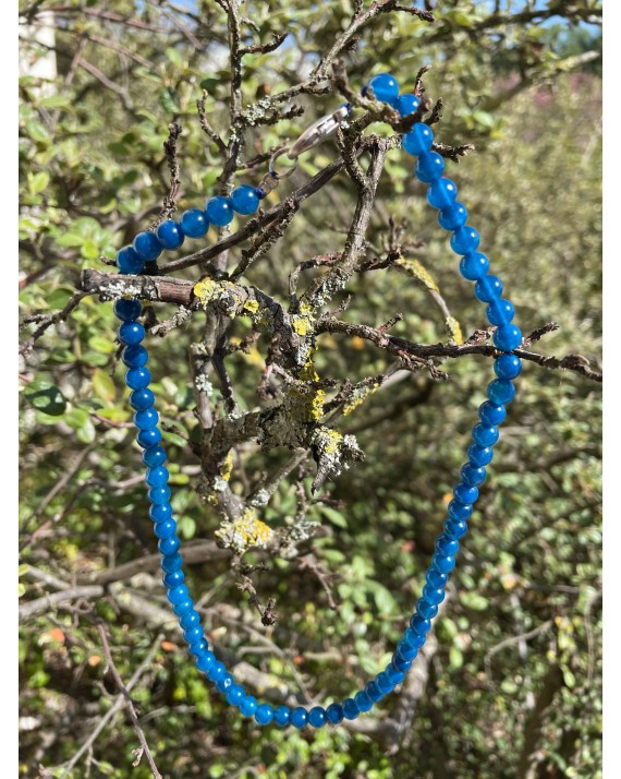 Collier Agate Bleue 6mm Collier Agate Bleue 6mm