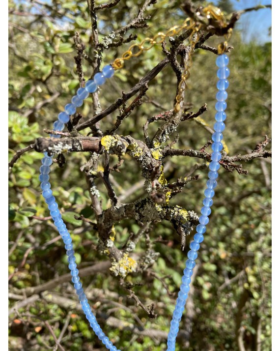 Collier Agate Bleue 4mm