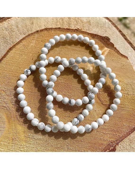 Bracelet Personnalisé En Perles D'Howlite Blanche - Fait Main Sur Mesure