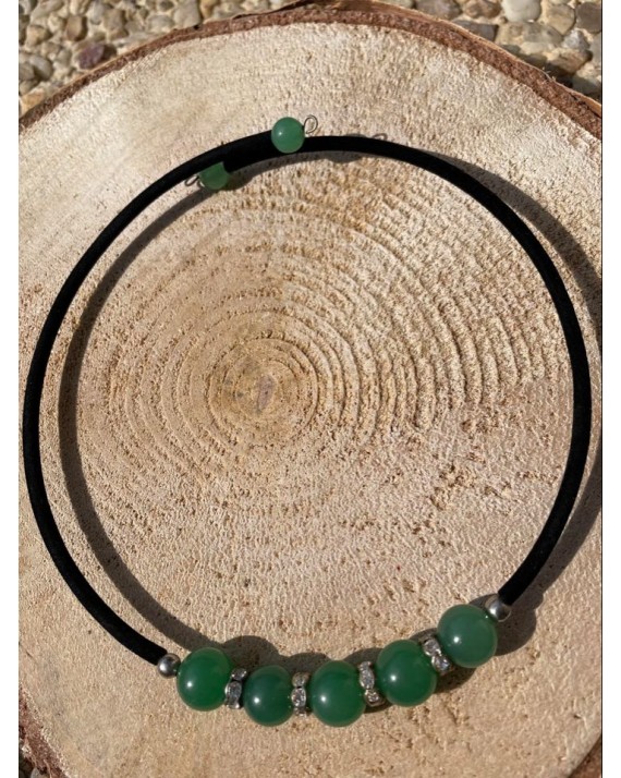 AVENTURINE -COLLIER RAS DE COU NOIR