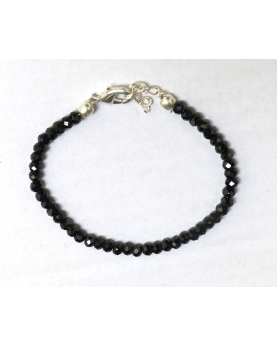 Bracelet plaquette pierre obsidienne Noire facetter