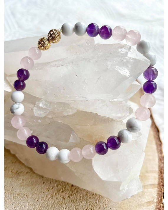 Bracelet Nala - Améthyste, Quartz Rose, Howlite Bracelet Nala - Améthyste, Quartz Rose, Howlite