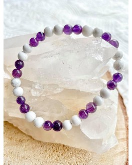 Améthyste, Howlite - Bracelet Mylla - Améthyste, Howlite - Bracelet Mylla -