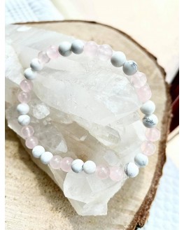 Bracelet Valentina - Quartz Rose, Howlite