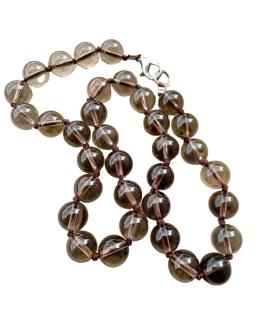 Collier Cristal fumé  perles de 12mm