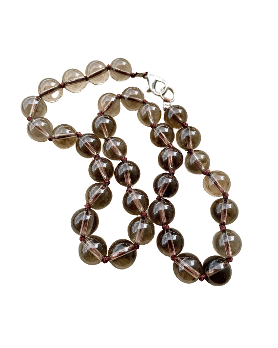 Collier Cristal fumé perles de 12mm Collier Cristal fumé perles de 12mm