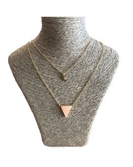 Quartz Rose - Collier Triangle et Lune Chaîne dorée Quartz Rose - Collier Triangle et Lune Chaîne dorée