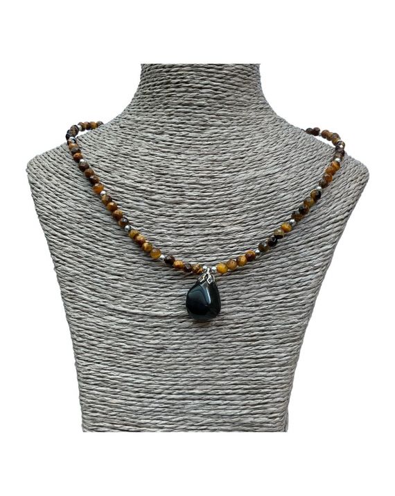 Collier de protection - Oeil de tigre et tourmaline noire - Pièce unique Collier de protection - Oeil de tigre et tourmaline noire - Pièce unique