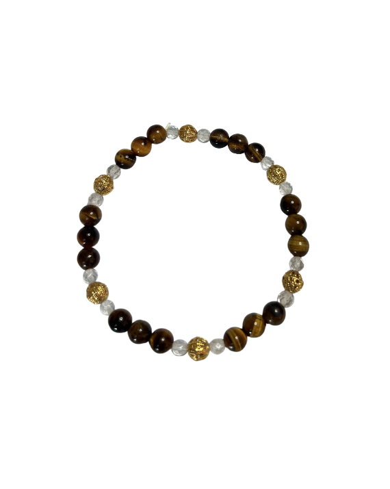 Bracelet en oeil de tigre et cristal de roche Bracelet en oeil de tigre et cristal de roche
