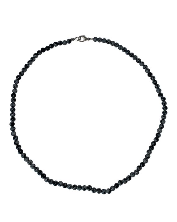 Collier Obsidienne flocon de neige 4mm Collier Obsidienne flocon de neige 4mm
