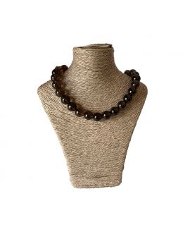 Collier Cristal fumé perles de 12mm Collier Cristal fumé perles de 12mm