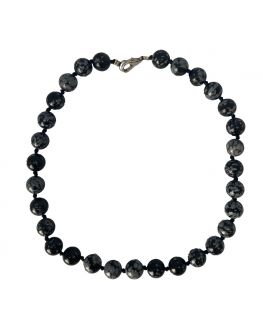 OBSIDIENNE FLOCON DE NEIGE - COLLIER AVEC DES PERLES DE 12MM