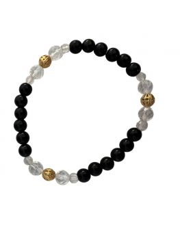 Bracelet cristal de roche et perles dorées
