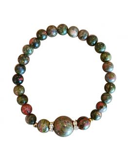 Unakite - Bracelet - Cristal doré ou argenté