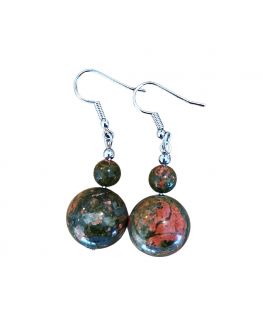 Unakite - boucles d'oreilles