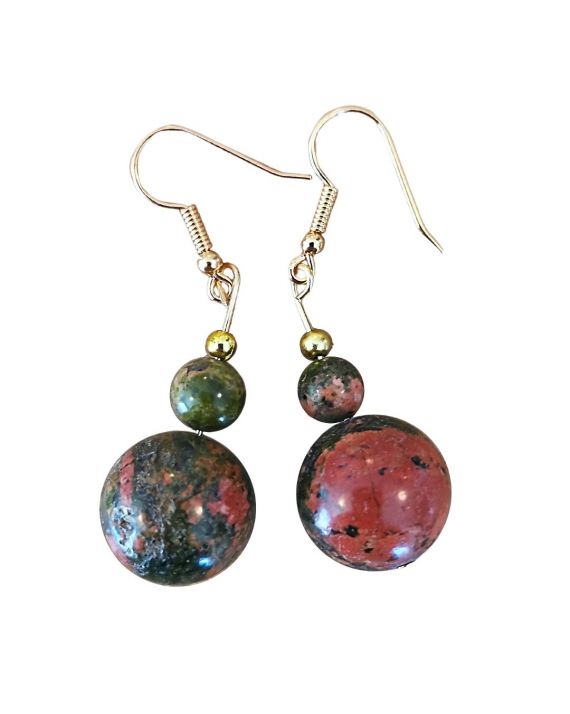 Bijoux lithotérapie boucles d'oreilles croix pierre jaspe No 6
