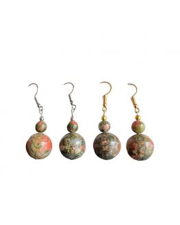 Unakite - boucles d'oreilles