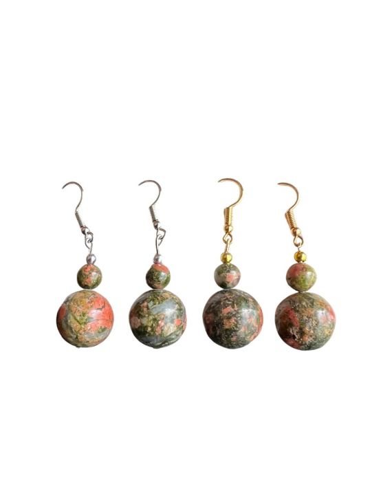 Unakite - boucles d'oreilles