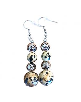 Jaspe dalmatien - Boucles d'oreilles - Perle
